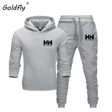 Load image into Gallery viewer, Goldfly print Tracksuit Fashion Men Brand HH Sportswear 2 Piece Sets All Cotton Fleece Thick hoodie+Pants Sporting Suit