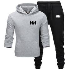 Load image into Gallery viewer, Goldfly print Tracksuit Fashion Men Brand HH Sportswear 2 Piece Sets All Cotton Fleece Thick hoodie+Pants Sporting Suit