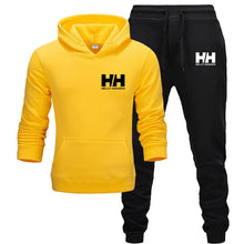 Load image into Gallery viewer, Goldfly print Tracksuit Fashion Men Brand HH Sportswear 2 Piece Sets All Cotton Fleece Thick hoodie+Pants Sporting Suit