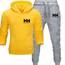 Load image into Gallery viewer, Goldfly print Tracksuit Fashion Men Brand HH Sportswear 2 Piece Sets All Cotton Fleece Thick hoodie+Pants Sporting Suit